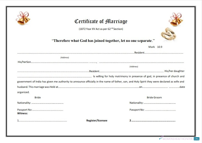 Download Certificate of marriage from registry Photoshop template